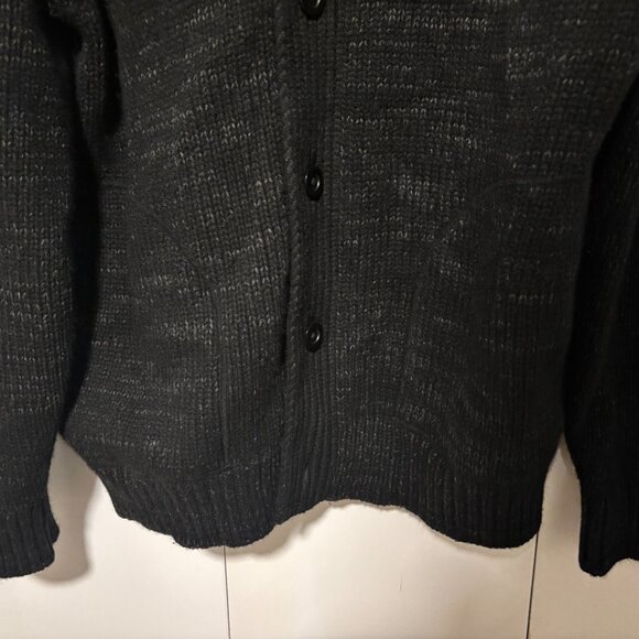 Vince Marled Charcoal Heavy Knit Black Wool Stand Collar Cardigan -XL - Picture 10 of 14